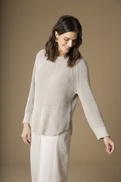 Sweater with Rounded Hemline Desert Sand