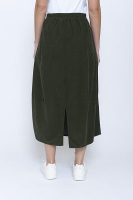 Tulip Needlecord Skirt in Moss Green
