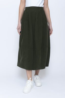 Tulip Needlecord Skirt in Moss Green