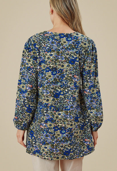 Saphire Tunic Pansy Print Avocado