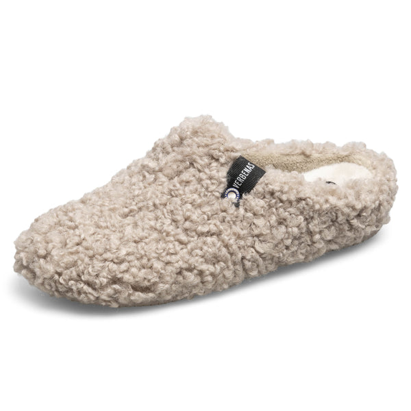 Verbenas York Curly Slippers in Camel and Beige