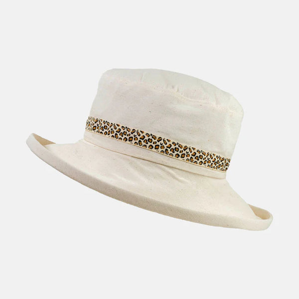Natural Cotton Hat with Leopard Print Band