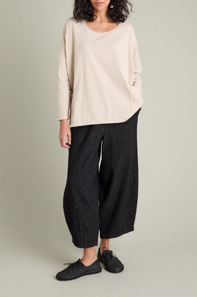 Cotton Jersey Pocket Top in Ecru and Night