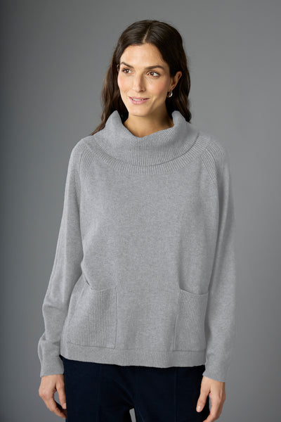 Roll Neck Sweater with Pocket Moss
