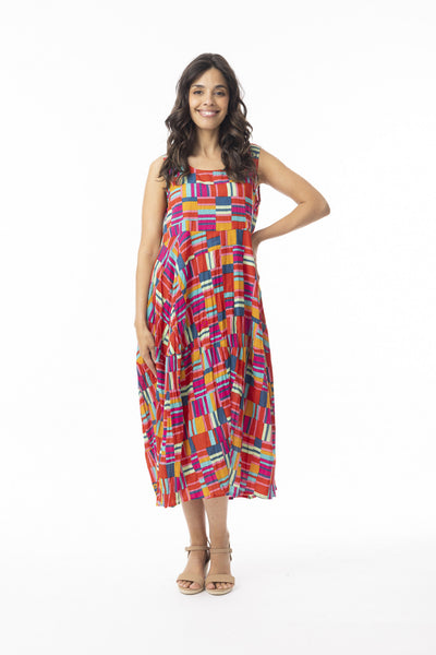 Peru Print Sleeveless Bubble Dress