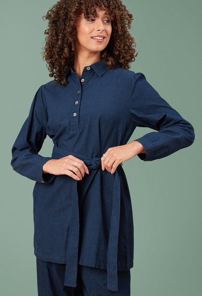 Zelkova Tunic Baby Cord Denim Blue