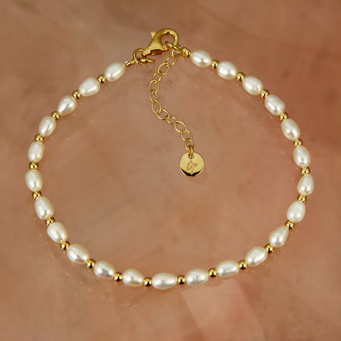 Freshwater Seed Pearl Bracelet With 18k Gold Vermeil Beads